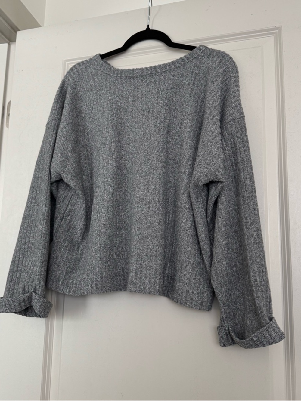 Cozy Ribbed Pocket Sweater - Gray - Picture 2 of 9